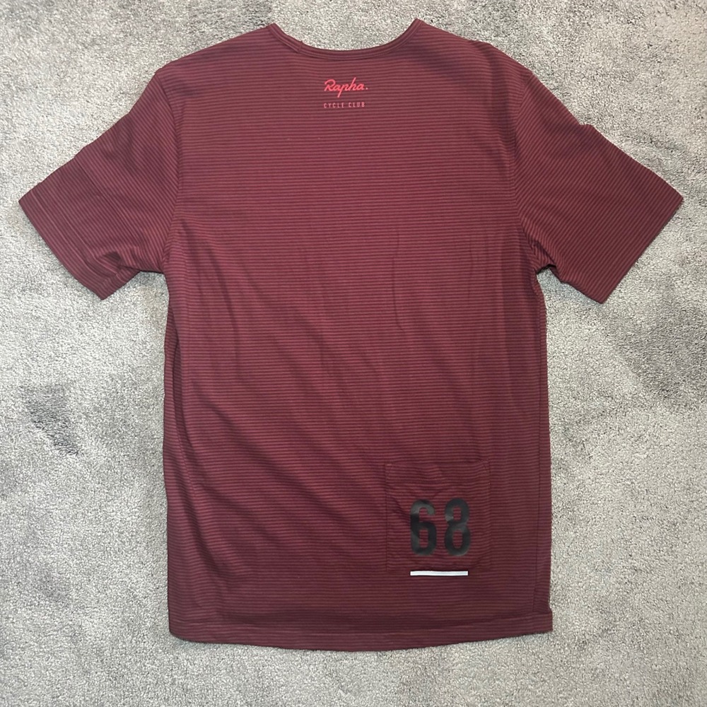 Rapha Cycle Club T-Shirt Mens Large Burgundy Striped Dans Le Rouge Graphic Tee